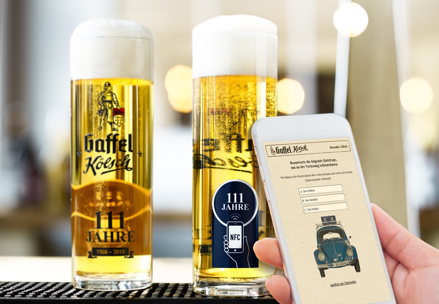 Erstes interaktives Kölsch-Glas mit NFC